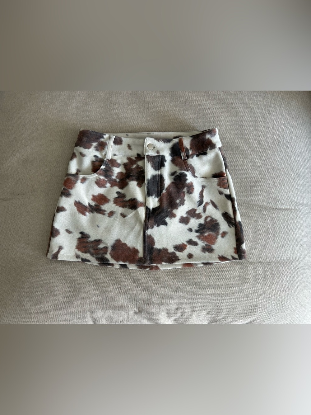 Sincerely Jules Brown and Black Cow Print Mini Skirt Size Small